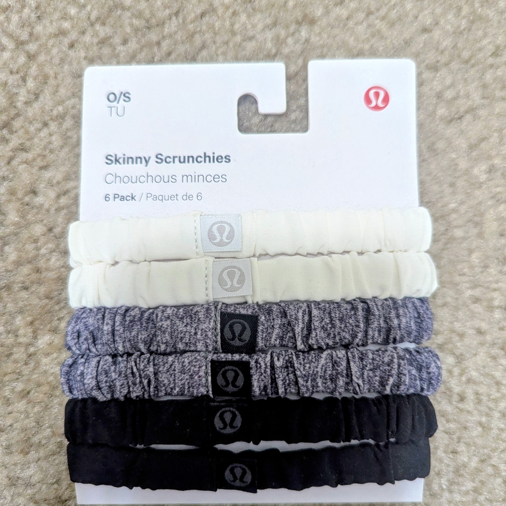 lululemon athletica Skinny Scrunchies 6-Pack - Cream, Gray, Black